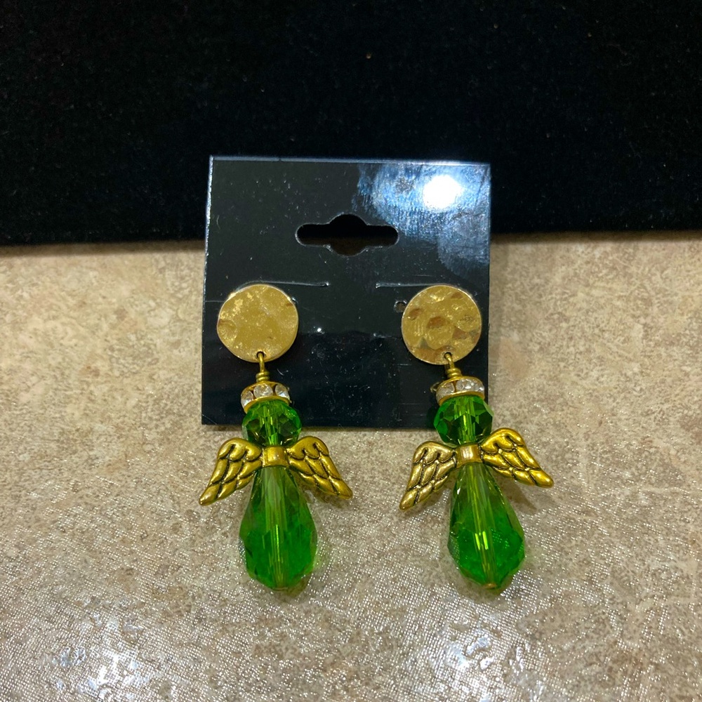 Green Angel Earrings 💚